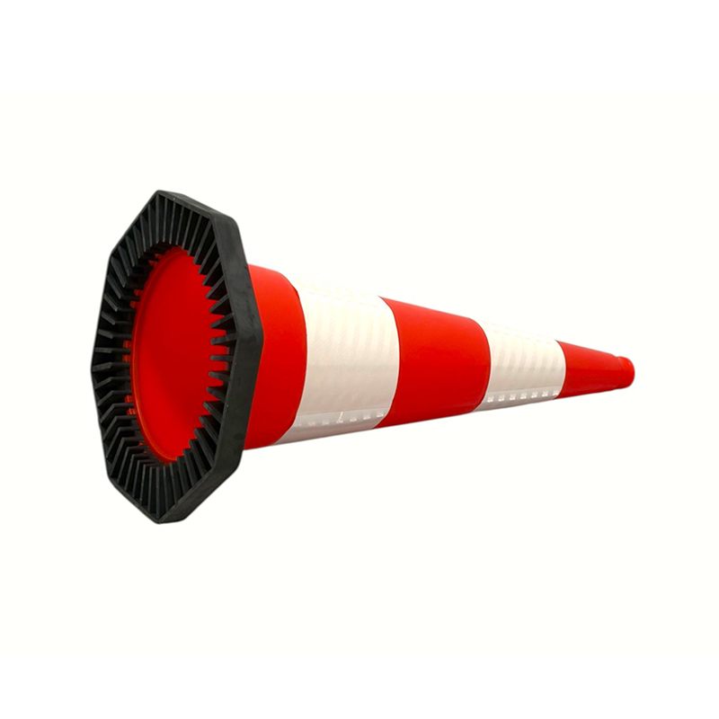 Cón Sábháilteachta Tráchta PVC Ard-Infheictheachta Octagon-Base le Friotaíocht Gaoithe Sármhaith agus Cobhsaíocht