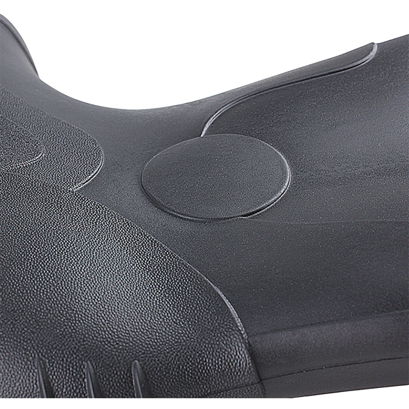 Buataisí Báistí PVC Toe Cruach Frosted Dubh